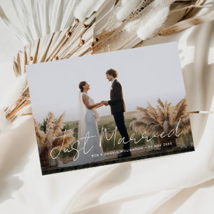 Enkel getrouwde thin script trouwaankondiging bedankkaart