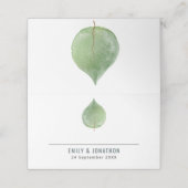 Enkel Groene Eucalyptus Blad Namen Datum Bruiloft (Buitenkant ongevouwen)