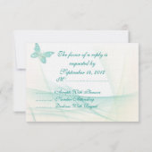 Enkel groene vlinders RSVP kaartje (Achterkant)