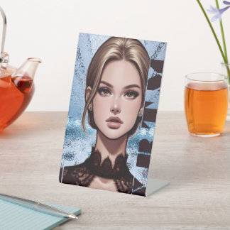 Enkel. tekenontwerp met animatie reclamebord met voetstuk