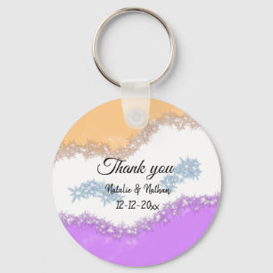 Enkel thank you koppel name text date cus sleutelhanger