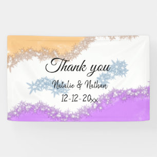 Enkel thank you koppel name text date cus spandoek