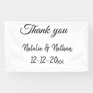 Enkel thank you koppel name text date cus spandoek