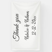 Enkel thank you koppel name text date cus spandoek (Verticaal)