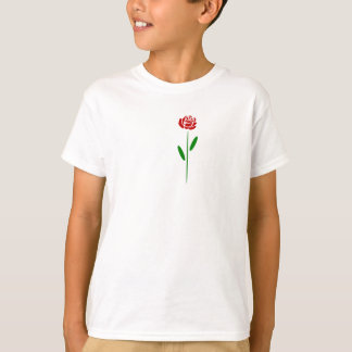Enkele Art Deco Rode Roos Groene Bladeren en Steel T-shirt