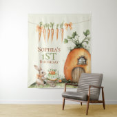 Enkele Bunny Carrot 1e Verjaardag Waterverf Wandkleed (In situ)