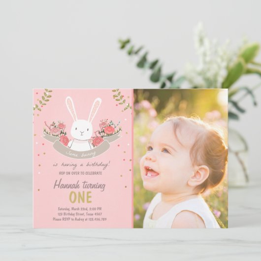 Enkele Bunny Paaslente verjaardagsuitnodiging Kaart (Staand voorkant)