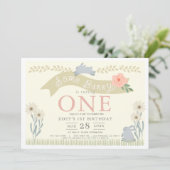 Enkele Bunny Pastel Yellow 1st Verjaardag Kaart (Staand voorkant)