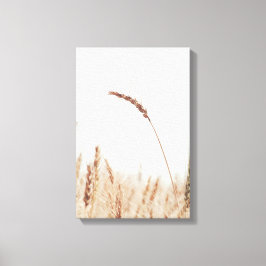 Enkele gouden tarwe hoofd op licht canvas afdruk
