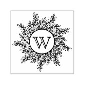 Enkele initiële monogram bladkrans frame  zelfinktende stempel (Design)