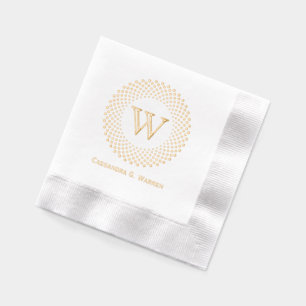 Enkele initiële monogram ronde gestippelde lijst # folie servetten