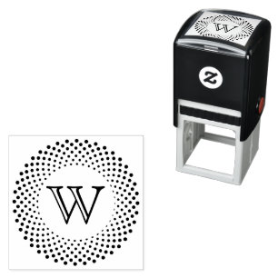 Enkele initiële monogram ronde gestippelde lijst # zelfinktende stempel