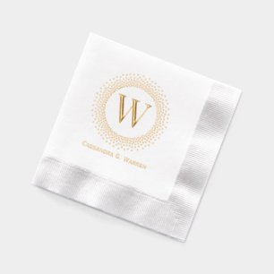 Enkele initiële monogram ronde gestippelde stippen folie servetten