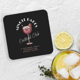 Enkele Meisjes Roze Cocktail Meisjes Nacht Vierkante Kartonnen Onderzetter