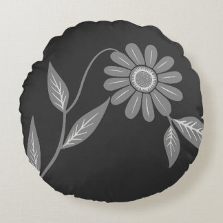 Enkele Mid Century Daisy Houtskool Rond Kussen