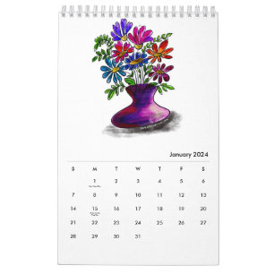 Enkele pagina Floral 2024 Kalender