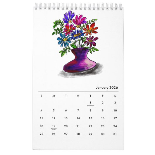 Enkele pagina Floral 2024 Kalender (Jan 2026)