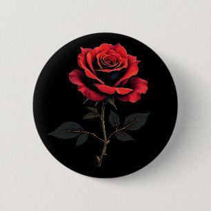Enkele rode roos Bloem Liefhebbers Tuinieren Ronde Button 5,7 Cm