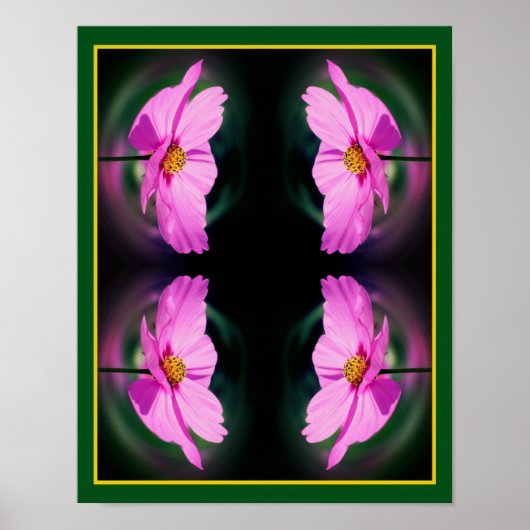 Enkele Roze Kosmos Bloem Abstract Poster (Voorkant)