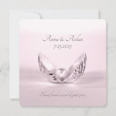 enkele roze parel op het huwelijk van seashell kaart (Voorkant)