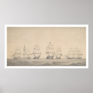 Enkele schepen van het Amerikaanse Pacific Squadro Poster