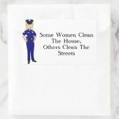 Enkele vrouwelijke Humor van de schoonmaakpolitie Rechthoekige Sticker (Tas)