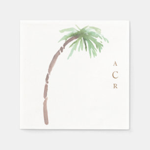 Enkele waterverf palm gouden monogram cocktail servet