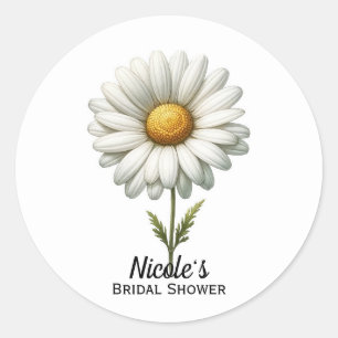 Enkele witte madeliefjesbloem ronde sticker