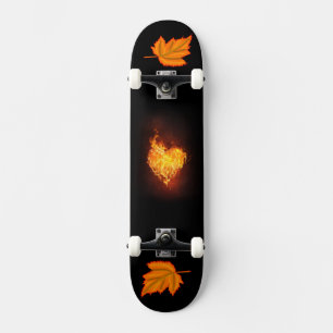 Enkelvoudig hart op vlammen afbeelding skateboard
