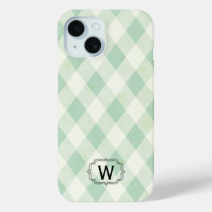 Enkelvoudig monogram op Mint en Groen Gingham