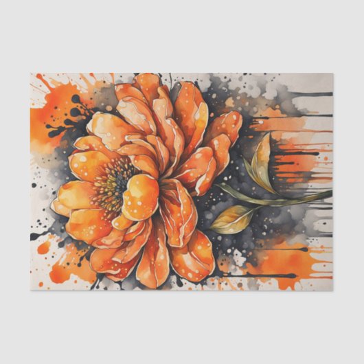 Enkelvoudig Sinaasappel Bloemveer Decoupage Papier (Voorkant)