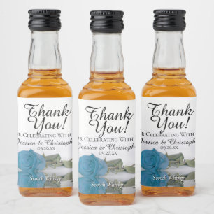 Enkelvoudig Turquoise Blue Roos Weddenschap Likeurfles Etiket