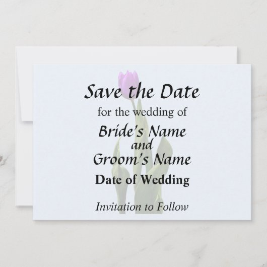 Enkelvoudige Paarse Tulp Save The Date (Voorkant)