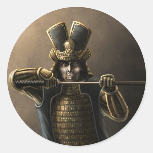 Enkelvoudige Samurai Ronde Sticker (Voorkant)