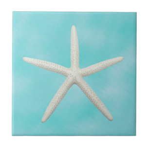Enkelvoudige Starfish op Aqua Blue Tegeltje