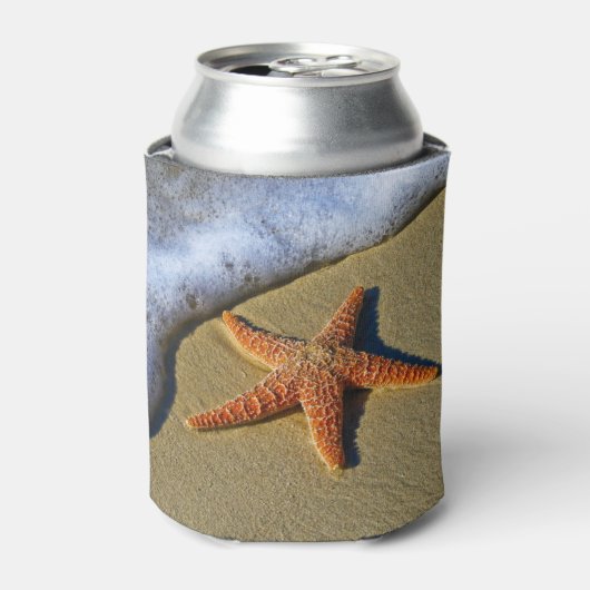 Enkelvoudige Starfish op strand Blikjeskoeler (Blikje Voorkant)