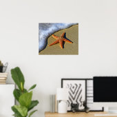 Enkelvoudige Starfish op strand Poster (Thuiskantoor)