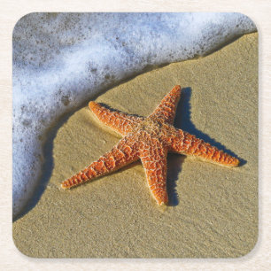 Enkelvoudige Starfish op strand Vierkante Kartonnen Onderzetter