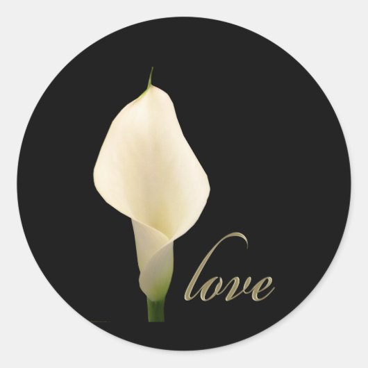 Enkelvoudige witte calla lib ronde sticker (Voorkant)