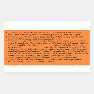 Enkelzijdige doofheid Wieg Sheet Rechthoekige Sticker