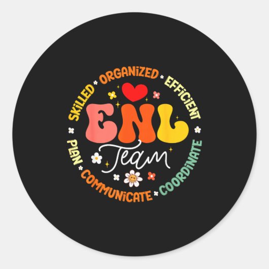 Enl Team Teacher English New Language Squad Crew Ronde Sticker (Voorkant)
