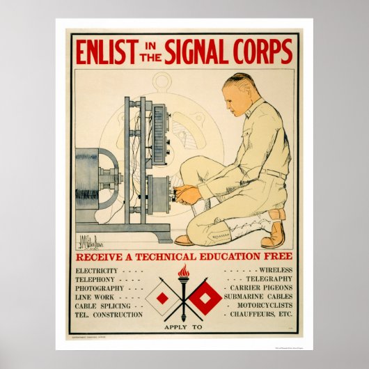 Enlist in Signal Corps 1919 Poster (Voorkant)