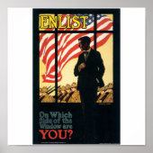 "Enlist" Old U.S. Military Poster circa 1917 (Devant)