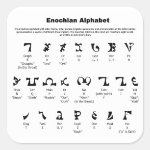 Enochian Alphabet Chart Vierkante Sticker
