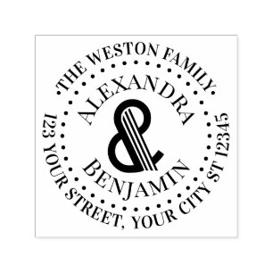 Enorme Art Deco Ampersand Familienaam Retouradres Zelfinktende Stempel