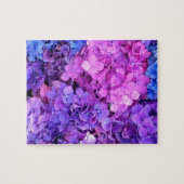 Enorme bosjes paarse en blauwe hydrangea legpuzzel (Horizontaal)