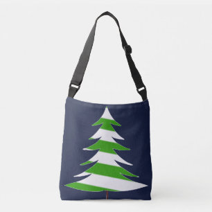 Enorme Groene & Witte Kerstboom Marine Achtergrond Crossbody Tas