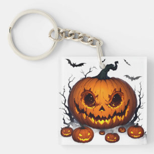 Enorme Halloween-pompoen met gloeiende ogen 👻 Sleutelhanger