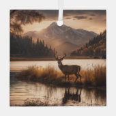 Enorme herten op Mountain Lake Glas Ornament (Achterkant)