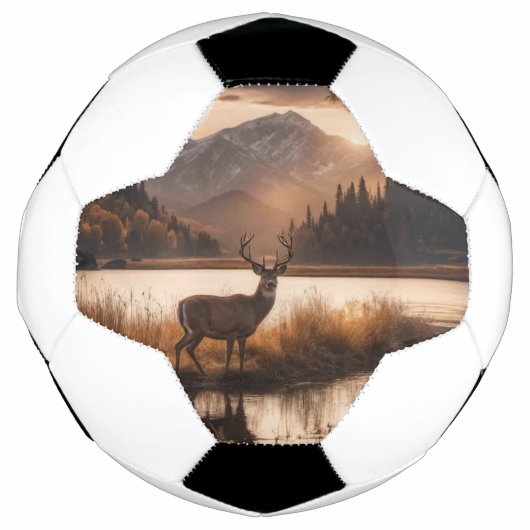 Enorme herten op Mountain Lake Voetbal (Voorkant)